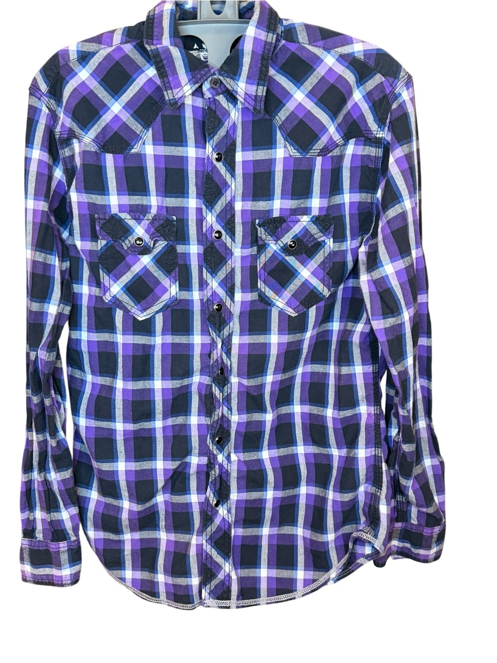 Men's Purple Plaid Button-Up Shirt
